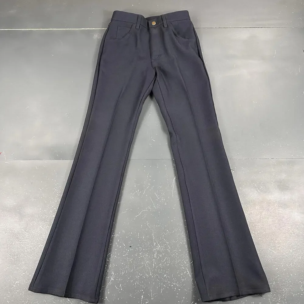 VTG Lee Pants Slacks Mens 28x34 Deep Navy Blue Comfort Stretch Bootcut 70's NWT - Picture 4 of 9